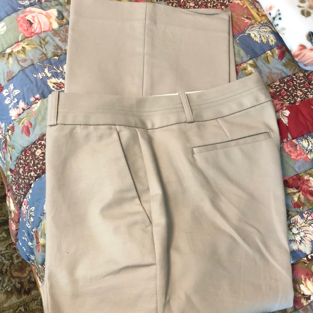 Beige Wide-Leg Trouser Pants